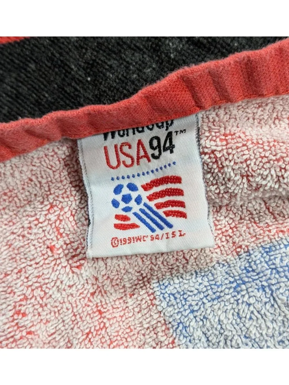 1994 World Cup USA 94 Soccer Beach Towel Vintage Sports 90s Retro Red Blue